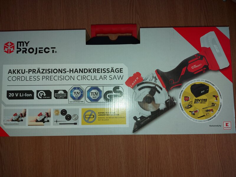 Fierastrau circular MyProject laser, 20V – acumulator, inclusiv  accesorii.