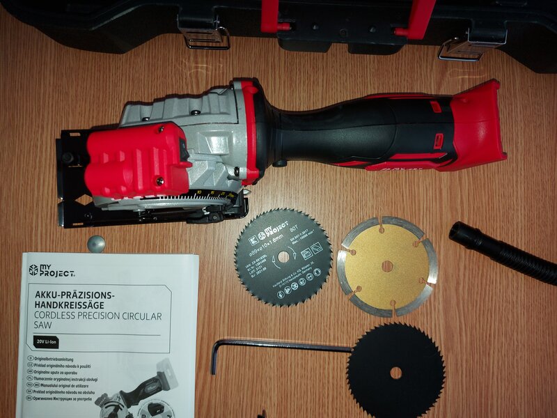 Fierastrau circular MyProject laser, 20V – acumulator, inclusiv  accesorii.