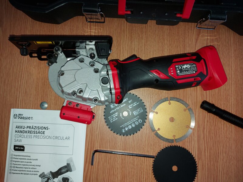 Fierastrau circular MyProject laser, 20V – acumulator, inclusiv  accesorii.