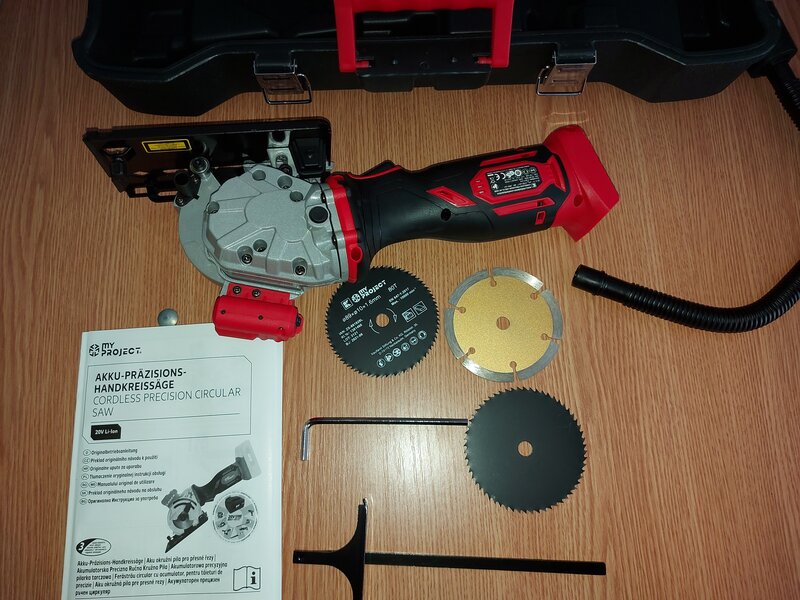 Fierastrau circular MyProject laser, 20V – acumulator, inclusiv  accesorii.